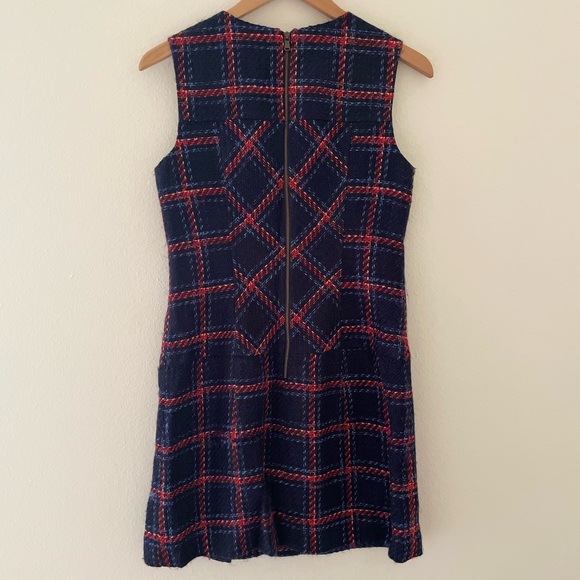 Shoshanna Adelia Cambridge Plaid Tweed Sleeveless Dress - Picture 5 of 6